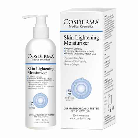 Cosderma Skin Lightening Moisturizer With Niacinamide, Arbutin, Glutathione & Vitamin C | Brightening, Hydrating & Collagen-Boosting Daily Moisturizer | 180 ml