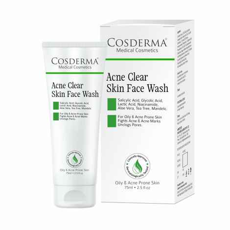 Cosderma Acne Clear Skin Face Wash for Oily and Acne Prone Skin | Deep Cleanse & Oil Control 75 gm