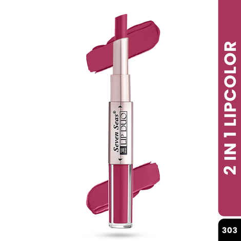 Seven Seas Lip Duo 2 in 1 Lipstick and Liquid Lipstick - 03 Rose (7 gm) | Long Lasting and Waterproof | Non Transfer Lipstick for Women