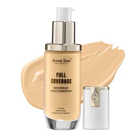 Seven Seas Full Coverage Foundation - 01 Nude (45 ml) | Oil Free | Waterproof Base Foundation | Matte Finish