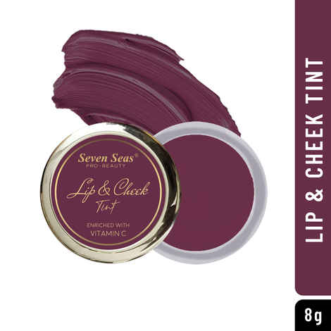 Seven Seas Lip & Cheek Tint - 05 Wine Berry (8 gm) | Enriched with Vitamin C For Lips, Eyelids & Cheeks, Matte Finish