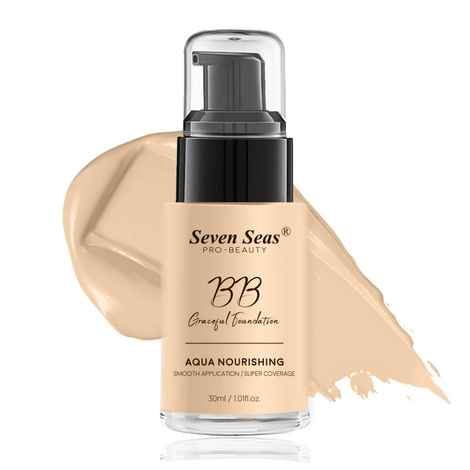 Seven Seas BB Gracefull Foundation - 02 Skin | Full Coverage Blendable Normal to All skin | Lightweight Long Wearing | Matte Liquid Foundation 30 ml