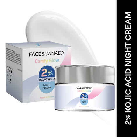 FACES CANADA Comfy Glow 2% Kojic Acid Night Cream - 25 gm | Brigtens Skin | Fades Dark Spots & Acne Marks | Evens Out Skin | Nourishes & Hydrates | Gentle & Effective | Smooth Texture
