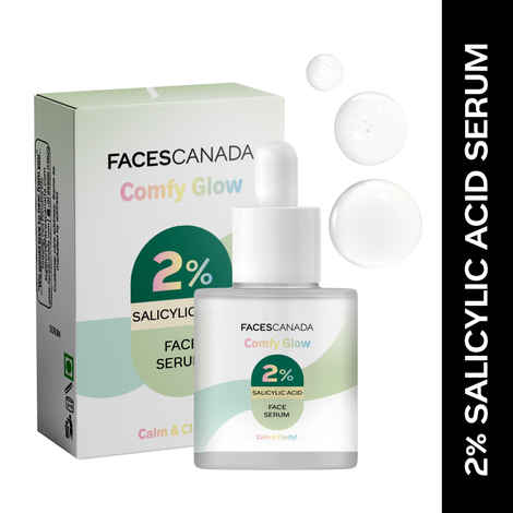 FACES CANADA Comfy Glow 2% Salicylic Acid Face Serum - 15 ml | Clears Acne & Blackheads | Unclogs Pores | Controls Oil | Even Skin Tone | Smooth Skin Texture | Gentle Exfoliation