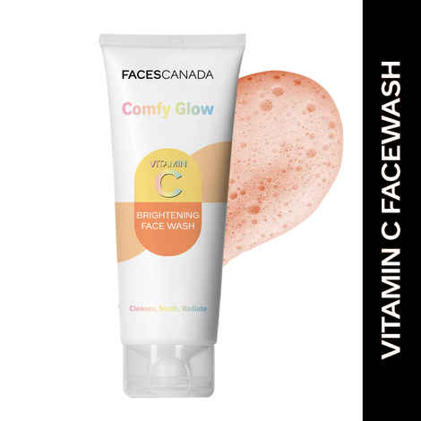 FACES CANADA Comfy Glow Vitamin C Face Wash - 50 ml | Brightening & Refreshing Daily Cleanser | Removes Dirt, Oil & Impurities | Gentle, Hydrating & Glow-Boosting Formula