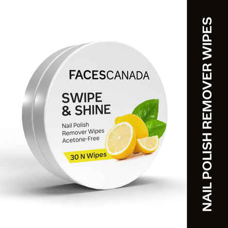 FACES CANADA Swipe & Shine Nail Polish Remover Wipes - Lemon, 30 pc | Quick & Effortless | Moisturizing | Mess Free Removal | Gentle To Use | Acetone-Free with Aloe Vera & Vitamin E