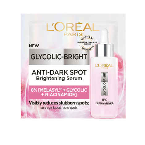 L’Oreal Paris  Glycolic Bright 8% [Melasyl TM + Glycolic + Niacinamide] face serum for Dark Spot & Brightening, 1.5 ml Sample