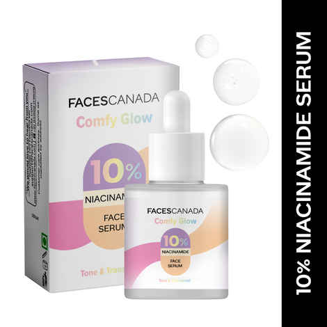 Buy FACES CANADA Comfy Glow 10% Niacinamide Face Serum - 15 ml | Controls Oil | Fades Spots & Marks | Minimizes Pores | Brightens Tone & Refines Skin Texture | Lightweight | Water Based Formula - Purplle