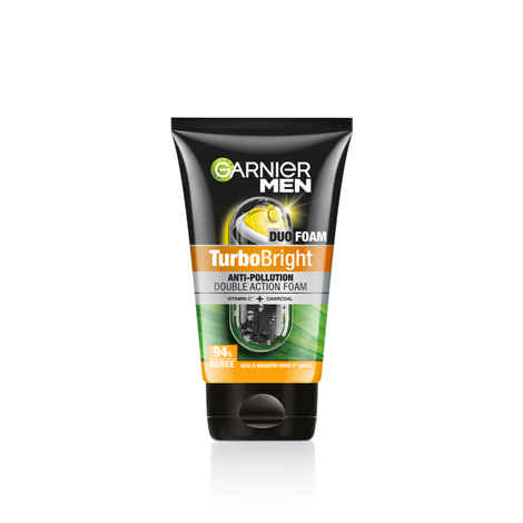 Garnier Men, Face Wash, Brightening & Anti-Pollution, Turbo Bright Double Action, 100 gm