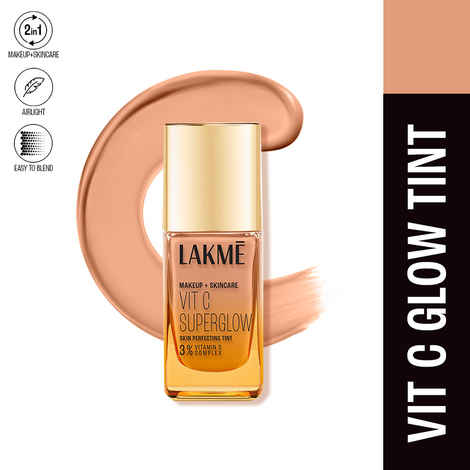 Buy Lakme Makeup+Skincare VitC Superglow Skin Perfecting Tint Cool Rose C140 25 ml - Purplle