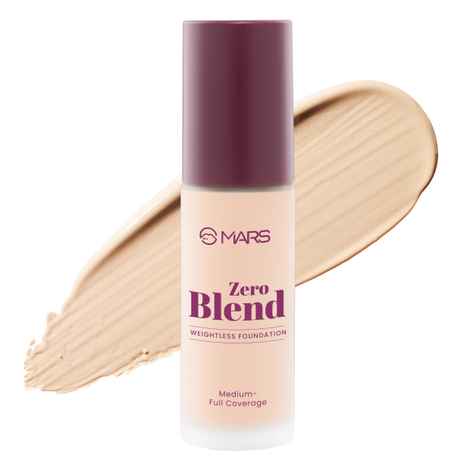 MARS Zero Blend Weightless Foundation for Makeup (30 ml) (01-WHIPPED CREAM) | Lightweight & Long-Lasting | Matte Finish | Buildable Coverage | Sweat-Proof | Hydrating Formula