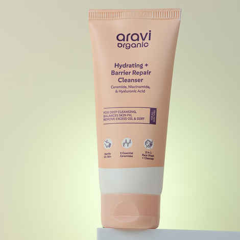 Aravi Organic Hydrating Barrier Repair Cleanser | With Ceramide, Niacinamide & Hyaluronic Acid | Nourishing & Hydrating Cleanser for All Skin Types | Gentle Daily Cleanser for Soft & Smooth Skin | 100 ml