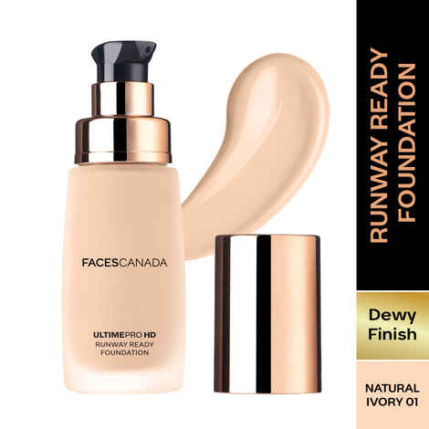 FACES CANADA Ultime Pro Hd Runway Ready Foundation - Natural Ivory 01, 30 ml | Dewy Finish | Glass Skin Effect | Luxurious Formula | Lightweight & Breathable | Silky Smooth Texture | No Dryness or Oiliness | Vitamin E & Hyaluronic Acid