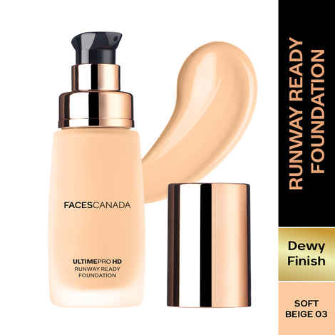 FACES CANADA Ultime Pro Hd Runway Ready Foundation - Soft Beige 03, 30 ml | Dewy Finish | Glass Skin Effect | Luxurious Formula | Lightweight & Breathable | Silky Smooth Texture | No Dryness or Oiliness | Vitamin E & Hyaluronic Acid