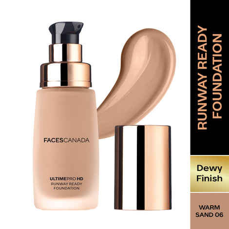 FACES CANADA Ultime Pro Hd Runway Ready Foundation - Warm Sand 06, 30 ml | Dewy Finish | Glass Skin Effect | Luxurious Formula | Lightweight & Breathable | Silky Smooth Texture | No Dryness or Oiliness | Vitamin E & Hyaluronic Acid