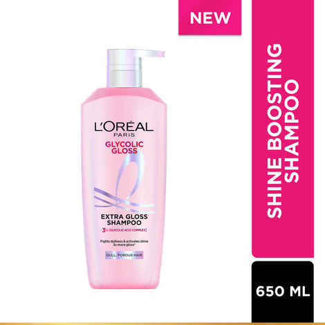 Buy L'Oreal Paris Glycolic Gloss Shine Boosting Shampoo, Powered By 3% Glycolic Acid, for Dull Hair, Restores Hair Quality For Gives 3X More Gloss, 650 ml - Purplle