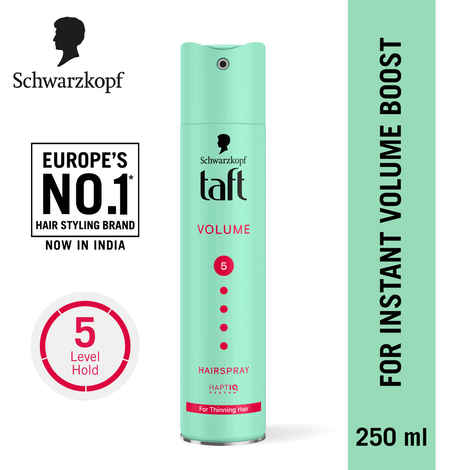 Schwarzkopf Taft Volume Hair Spray Hold 5, For Fine and Thinning Hair, Non-Sticky - 250 ml