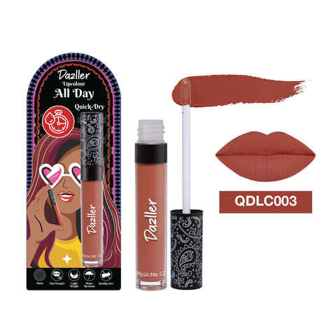 Dazller All Day Lip Colour Quick Dry | Long-Stay | Lightweight | Matte Lipstick for Women | Enriched with Kokum Butter |QDLC003 Autumnspice | Nude | 6 gm