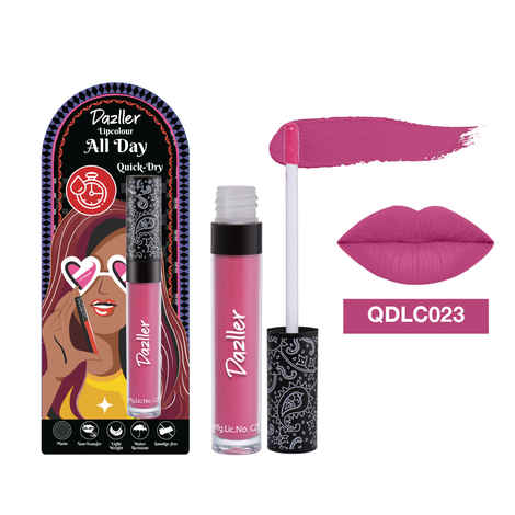 Dazller All Day Lip Colour Quick Dry | Long-Stay | Lightweight | Matte Lipstick for Women | Enriched with Kokum Butter |QDLC023 Melon Mambo | Pink | 6 gm