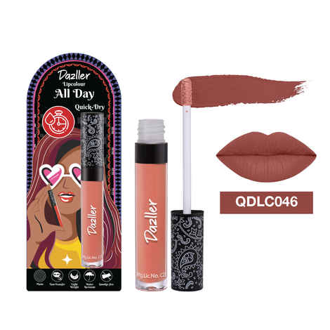 Dazller All Day Lip Colour Quick Dry | Long-Stay | Lightweight | Matte Lipstick for Women | Enriched with Kokum Butter |QDLC046 Taro | Nude | 6 gm