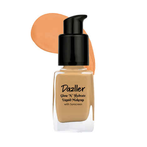 Dazller Glow n Hydrate Liquid Makeup | Lightweight | Buildable Coverage | Creamy Matte | Deep Hydration Formula | Mess-free Airless Pump | Added Sunscreen | Latte | 27 ml