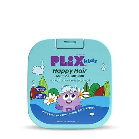 PLIX Happy Hair Gentle Shampoo for gentle cleansing | Nourished & soft hair | soothes the scalp | moringa seed oil, argan oil & aloe vera | daily use | for 2 years & above kids 180 ml