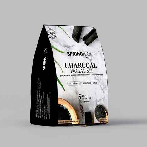 Buy SPRING H2O FRANCE Charcoal Facial Kit 50 gm| 2 in 1 Formula Brightning+Repair | Enriched with Organic Activated Charcoal & Aloevera Powder| Simple 5 Step - Purplle