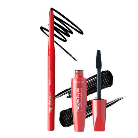 Buy FACES CANADA Eye Combo - Magneteyes Kajal (0.35g) + Magneteyes Mascara (9.5ml)| 24 Hr Long Stay | One Stroke Smooth Glide | Waterproof, Smudgeproof & Fadeproof | Deep Matte Finish | Adds Volume - Purplle