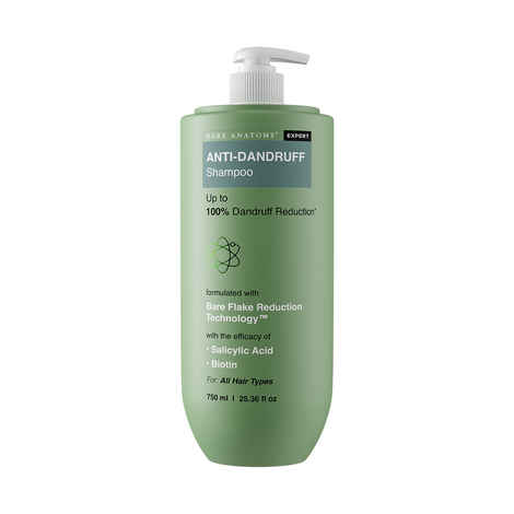 Bare Anatomy Expert Anti-Dandruff Shampoo | Up to 100% Dandruff Reduction | Targets Oily Scalp and Sheds Dry Flakes | 750 ml