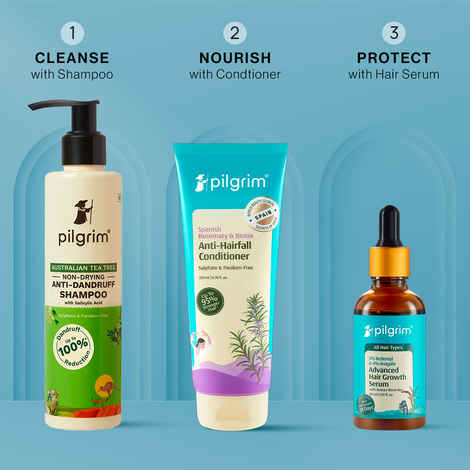 Buy Pilgrim Hair Growth Kit | Redensyl Hair Growth Serum (30 ml) + Anti-dandruff Shampoo (200 ml) & Rosemary Conditioner (200 ml)| Hair Fall Control Combo - Purplle