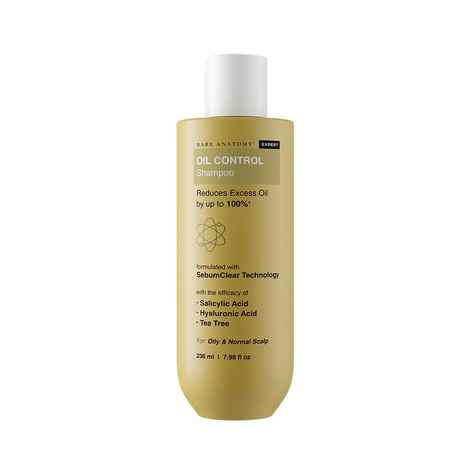 Bare Anatomy Oil Control Shampoo | Sulphate & Paraben Free | Reduces Excess Oil by Up to 100%| Salicylic Acid + Hyaluronic Acid + Tea Tree | Suitable for Oily Scalp & Dry Ends | For Women & Men | 236 ml