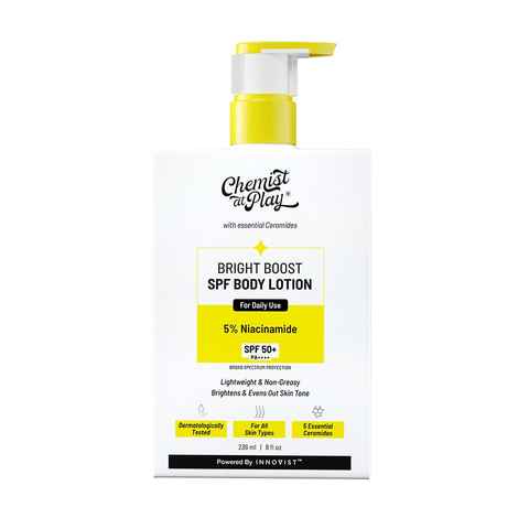 Buy Chemist At Play Bright Boost SPF Body Lotion| With 5% Niacinamide & SPF 50+ PA++++| 24 hours moisturization| Lightweight & Non-Greasy Formula| 236 ml - Purplle
