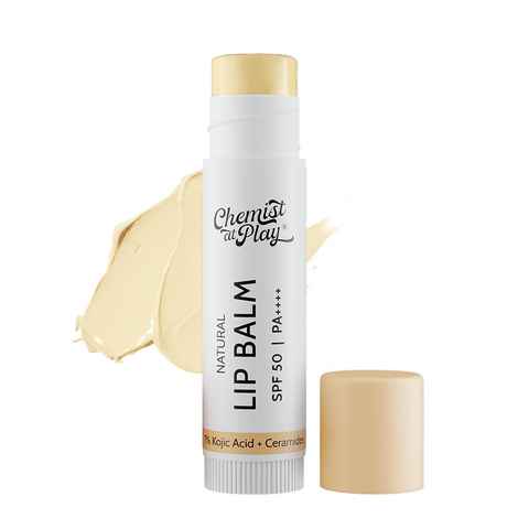 Chemist At Play's Natural Lip Balm| Repairs Chapped Lips Brightens Dark Lips | 1% Kojic Acid| SPF 50 PA++++| For men and women| 4.5 gm