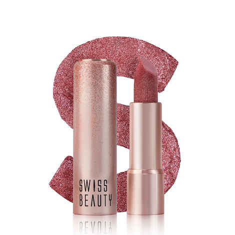 Swiss Beauty More Than Glitter Lipstick- One Swipe Smooth Glide - Glitz Pink - 3 gm