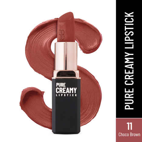 Swiss Beauty Pure Creamy Lipstick | Smooth Glide | Matte Finish | Rich Colour | With Vitamin E & Tea Tree Oil | Hydrating | Choco Brown - 4 gm