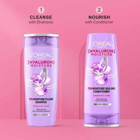 L'Oreal Paris Hyaluron Moisture Hair Care Duo 1 (Hyaluron Moisture 72H Moisture Shampoo (200 ml) Hyaluron Moisture 72H Moisture Conditioner (175 ml) - Combo of 2
