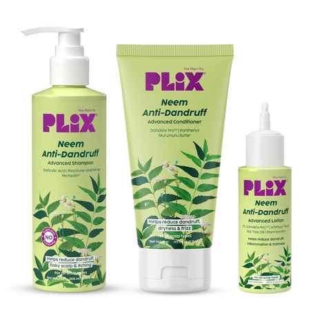 Buy PLIX Neem Anti-Dandruff Advanced Combo of 3| Shampoo (200 ml), Conditioner (175 ml) & Lotion (50 ml) | Fights Dandruff & Scalp Itching | Piroctone Olamine & 3% Dandelix Pro for Dandruff reduction - Purplle