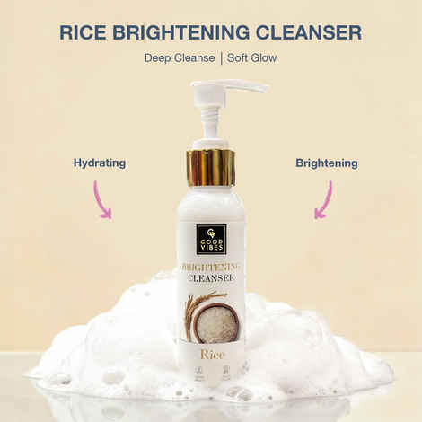 Good Vibes Rice Brightening Face Cleanser | Korean Rice Glow Ritual | Niacinamide + Rice Protein | Deep Cleanse & Hydrate | Brightens & Evens Tone | Glass-Skin Daily Cleanser | Gentle, Non-Drying | Suitable for All Skin Types – 120 ml