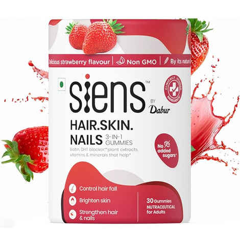 Siens By Dabur 3 in 1 Gummies - 30 pc|Brightens Skin, Control Hairfall, Strengthens Hair & Nails