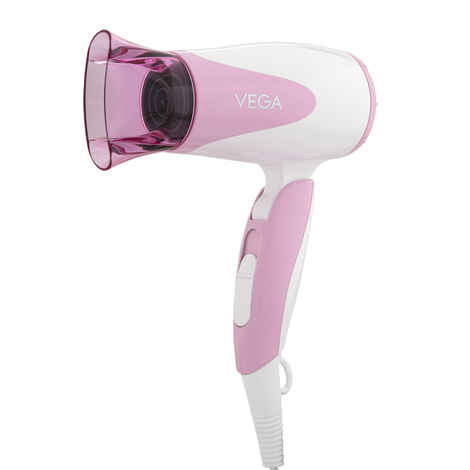 Buy Vega Blooming Air Foldable 1000-1200 Watts Hair Dryer for Women with Flexible Heat Setting & Detachable Nozzle, Automatic Overheat Cutout, Compact Quick Dry Blow Dryer (VHDH-05), (Made in India) - 1 pc | gift for women - Purplle