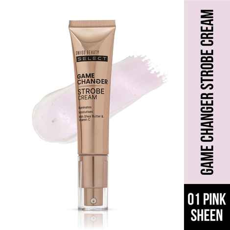 Swiss Beauty Select Game Changer Strobe Cream Enriched With Vitamin C | 35 gm, Pink Sheen