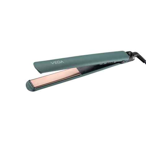 Vega Salon Smooth Hair Straightener for Women with Ceramic Coated Plates, Quick Heatup & Travel Friendly, Travel Lock, Green (VHSH-42) 1 Pc