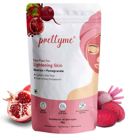 Buy Prettyme Beetroot & Pomegranate Powder Face Pack for Brighter & Glowing Skin, 80 gm - Purplle
