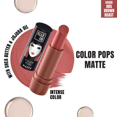 Elle18 Color Pops Matte, Brown Roast, Matte Finish, Moisturising Lipstick| 4.3 gm