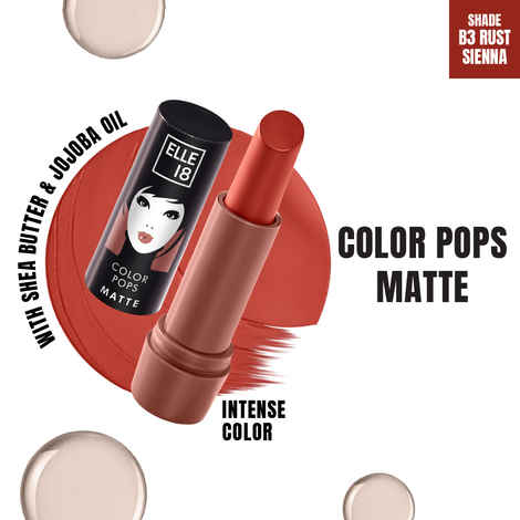 Elle 18 Color Pops Matte Lipstick, Rust Sienna, Moisturising Matte | 4.3 gm