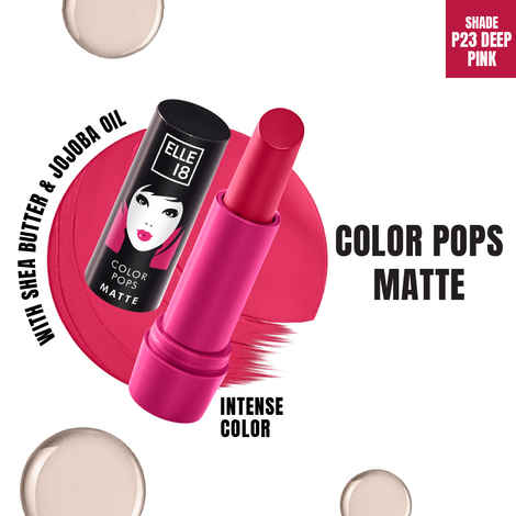 Elle 18 Color Pops Matte Lipstick, Deep Pink, Moisturising, Infused with Jojoba Oil | 4.3 gm