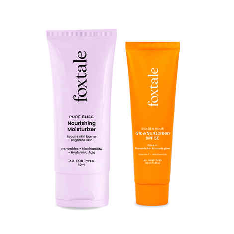 FoxTale Hydra Glow Routine - SPF 50 Glow Sunscreen (30 ml) + Nourishing Moisturizer (50 ml)