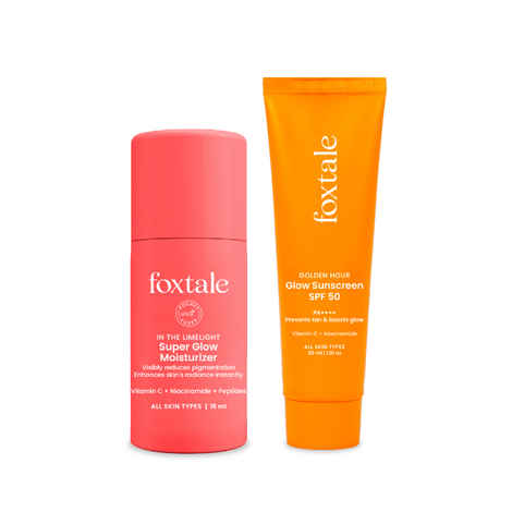 FoxTale Unstoppable Glow Duo - SPF 50 Glow Sunscreen (30 ml) + Super Glow Moisturizer (15 ml)