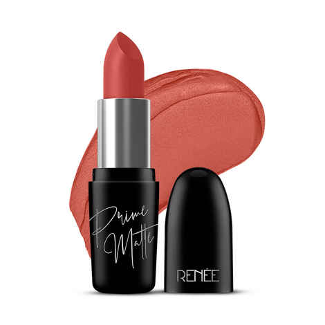 Renee Prime Matte Lipstick 04 Spicy Cinnamon, Lightweight & Long-Lasting Formula, Creamy Matte Finish, One Swipe Application, Non-Drying, Vitamin E Infused, 4.5 gm