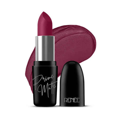 Renee Prime Matte Lipstick 06 Mulberry Wine, Lightweight & Long-Lasting Formula, Creamy Matte Finish, One Swipe Application, Non-Drying, Vitamin E Infused, 4.5 gm